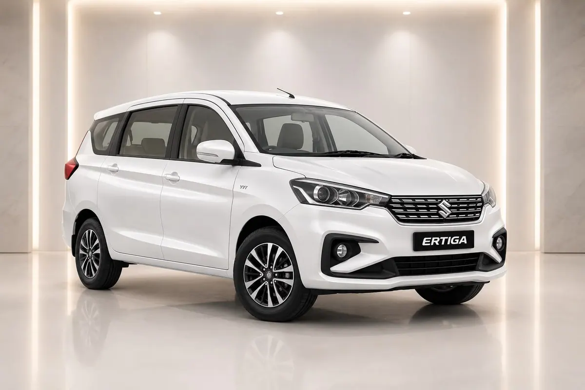White Maruti Suzuki Ertiga cab for family trips